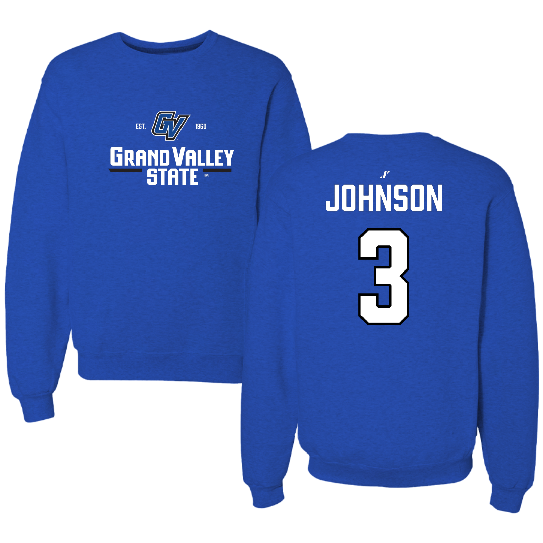 Grand Valley State University Football Blue General Crewneck - #3 Donovan Johnson