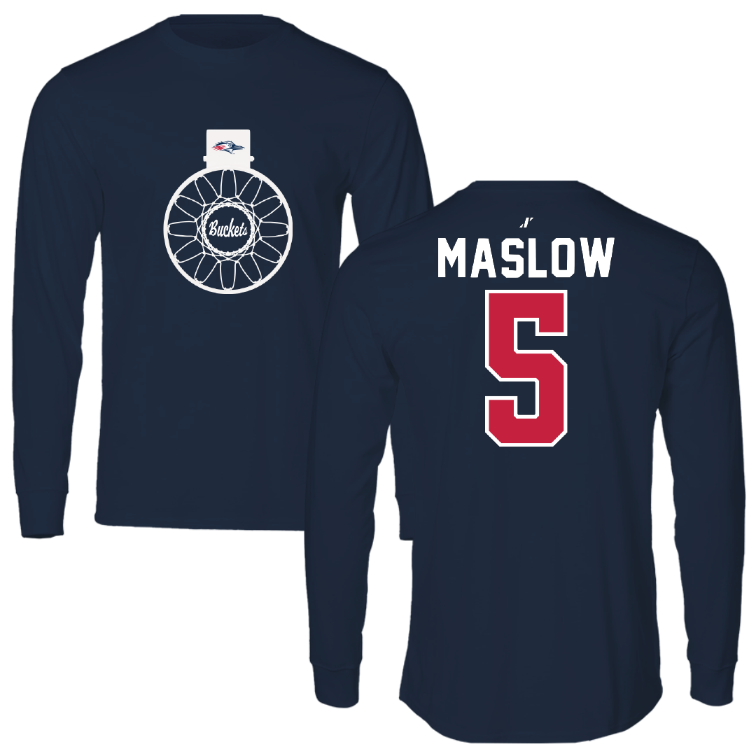 Metropolitan State University of Denver Basketball Navy Buckets Performance Long Sleeve - #5 Ryan Maslow