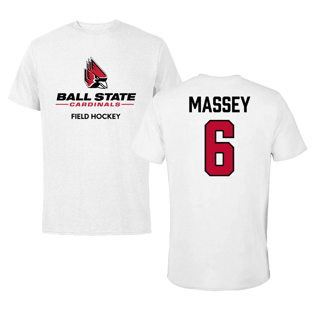 Ball State University Field Hockey (W) White Tee - #6 Caroline Massey