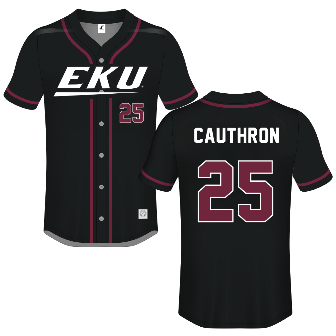 Eastern Kentucky University Black Button-Down Jersey - #25 Jackson Cauthron