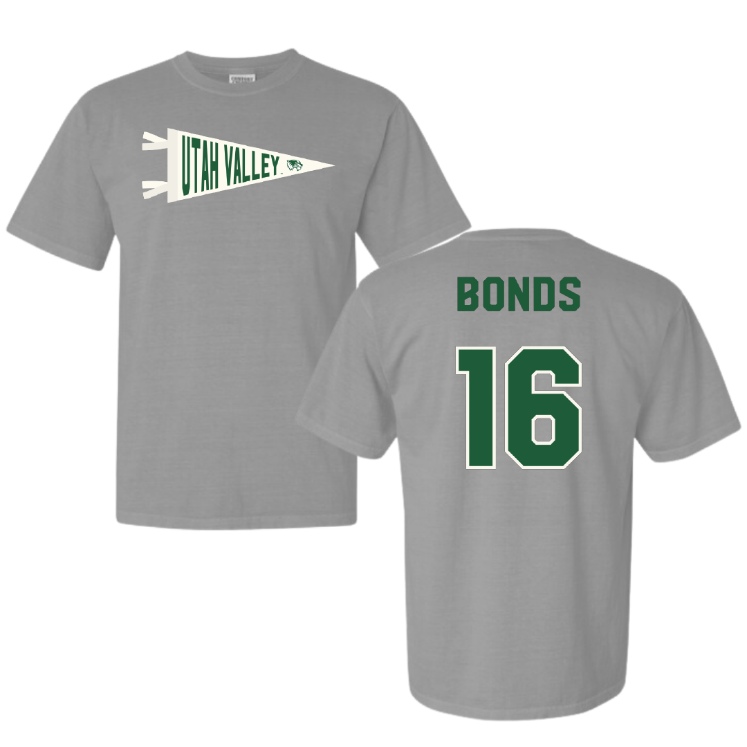 Utah Valley University Soccer Light Gray Pennant Comfort Colors Tee - #16 Quincy Bonds