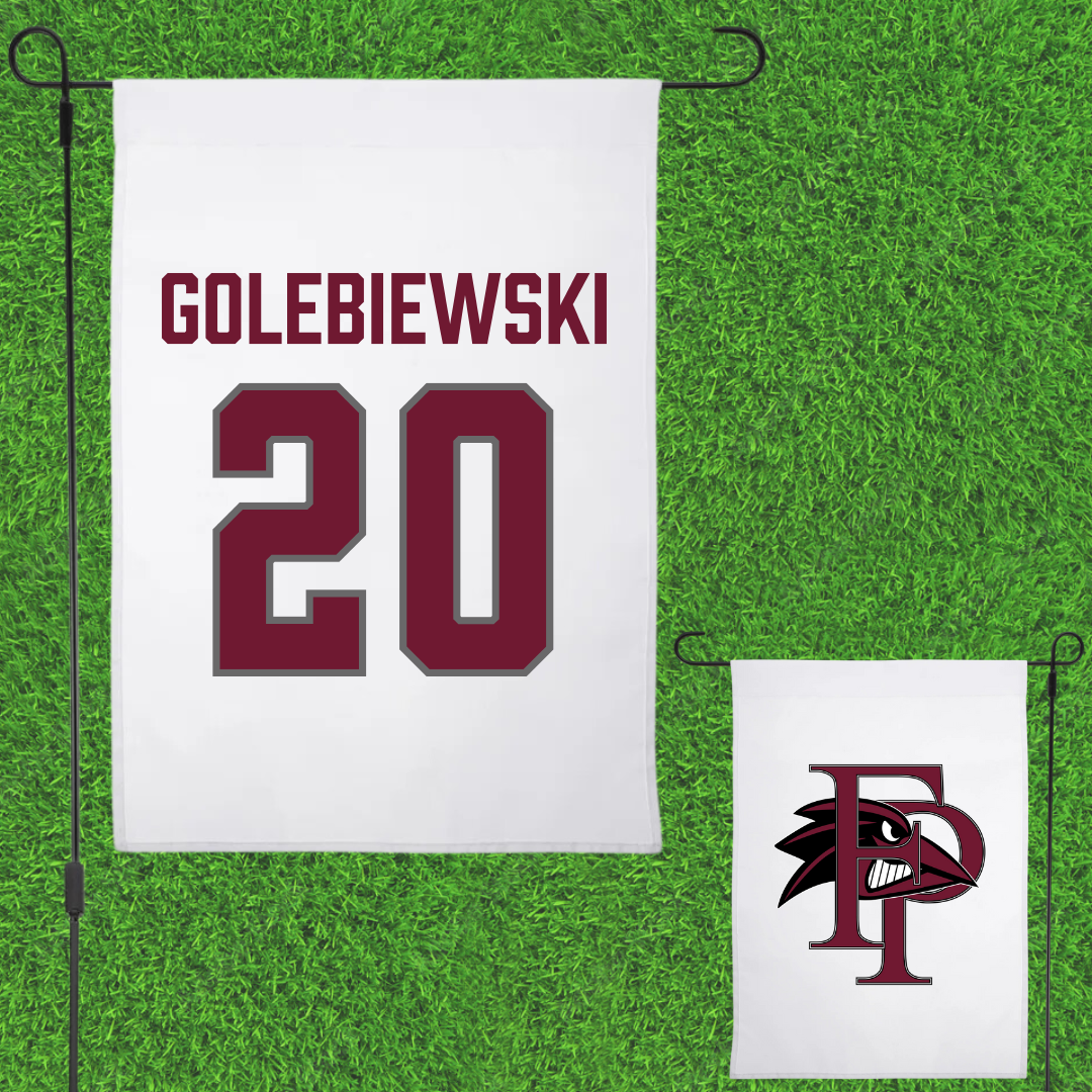Franklin Pierce University Lacrosse (M) White Garden Flag - #20 Ashten Golebiewski