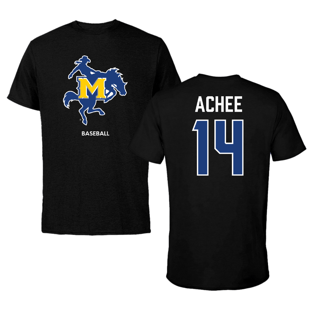 McNeese State University Baseball Black Performance Tee - #14 Connor Achee