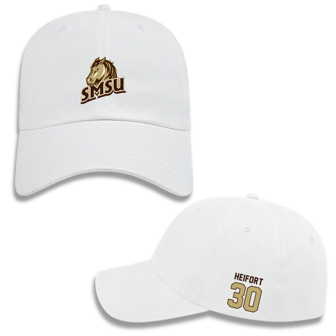 Southwest Minnesota State University Baseball White Hat - #30 Tommy Heifort