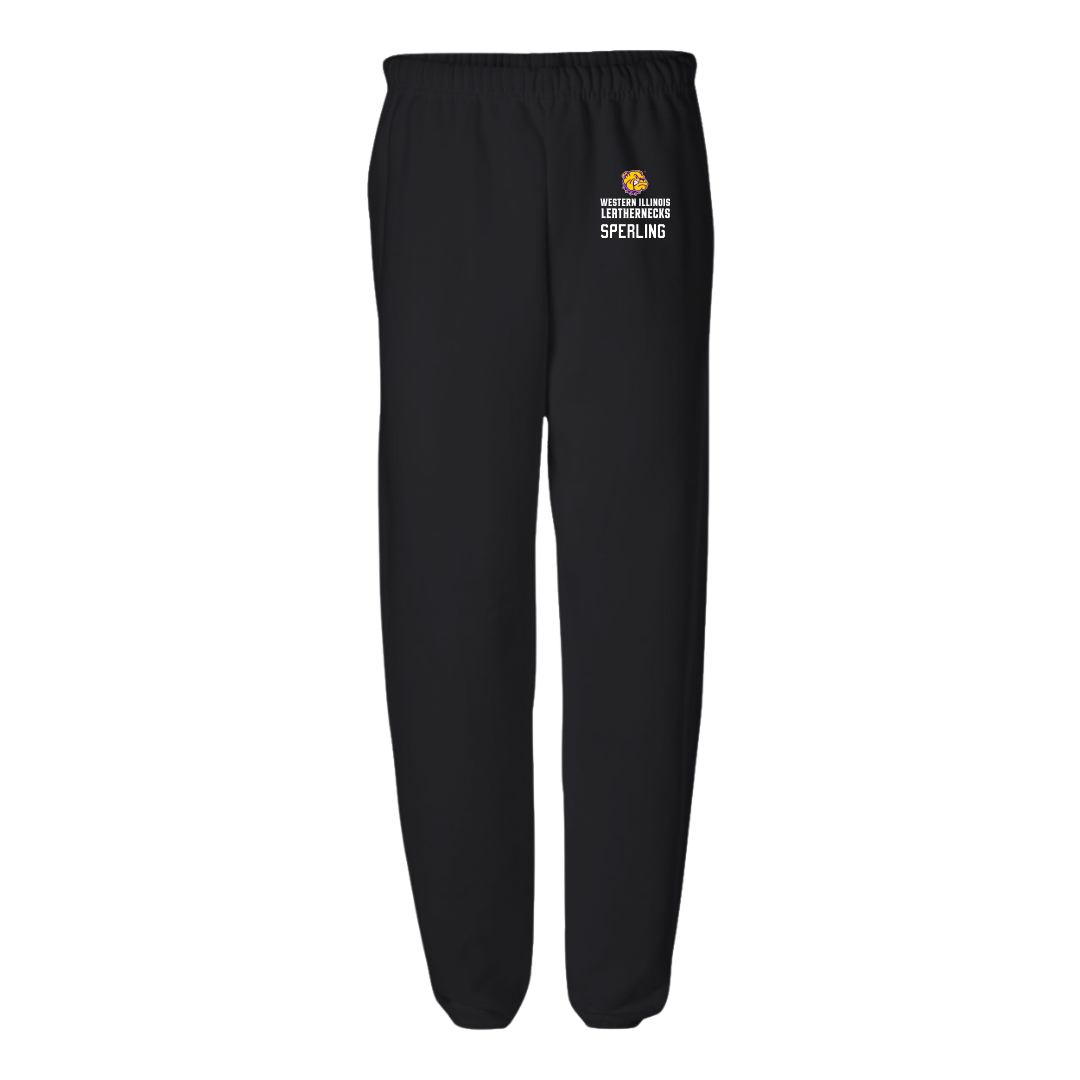 Western Illinois University Football Black Sweatpants - #50 Brock Sperling