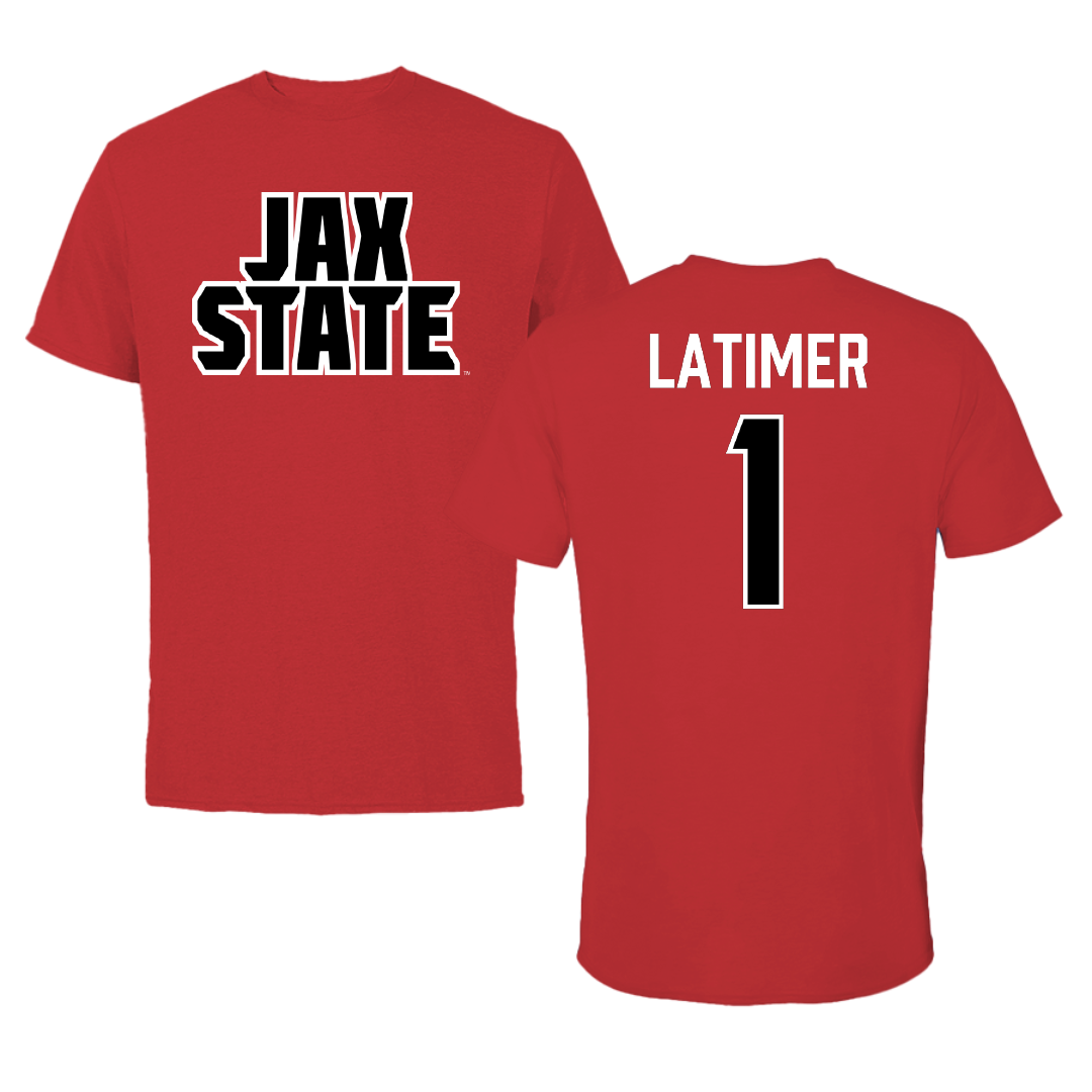 Jacksonville State University Football Red Performance Tee - #1 Geimere Latimer