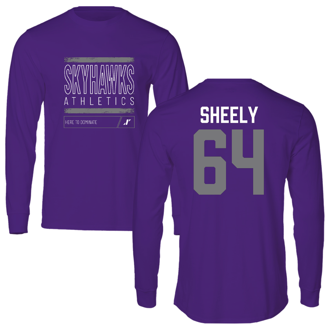 Stonehill College Football Purple Dominate Long Sleeve - #64 Logan Sheely
