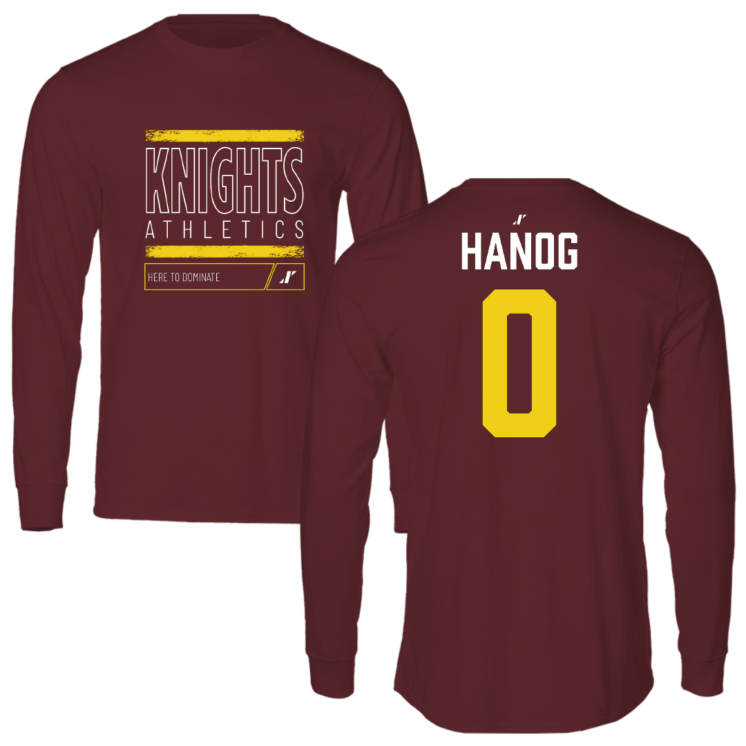 Calvin University Football Maroon Dominate Performance Long Sleeve - #0 Kai Hanog