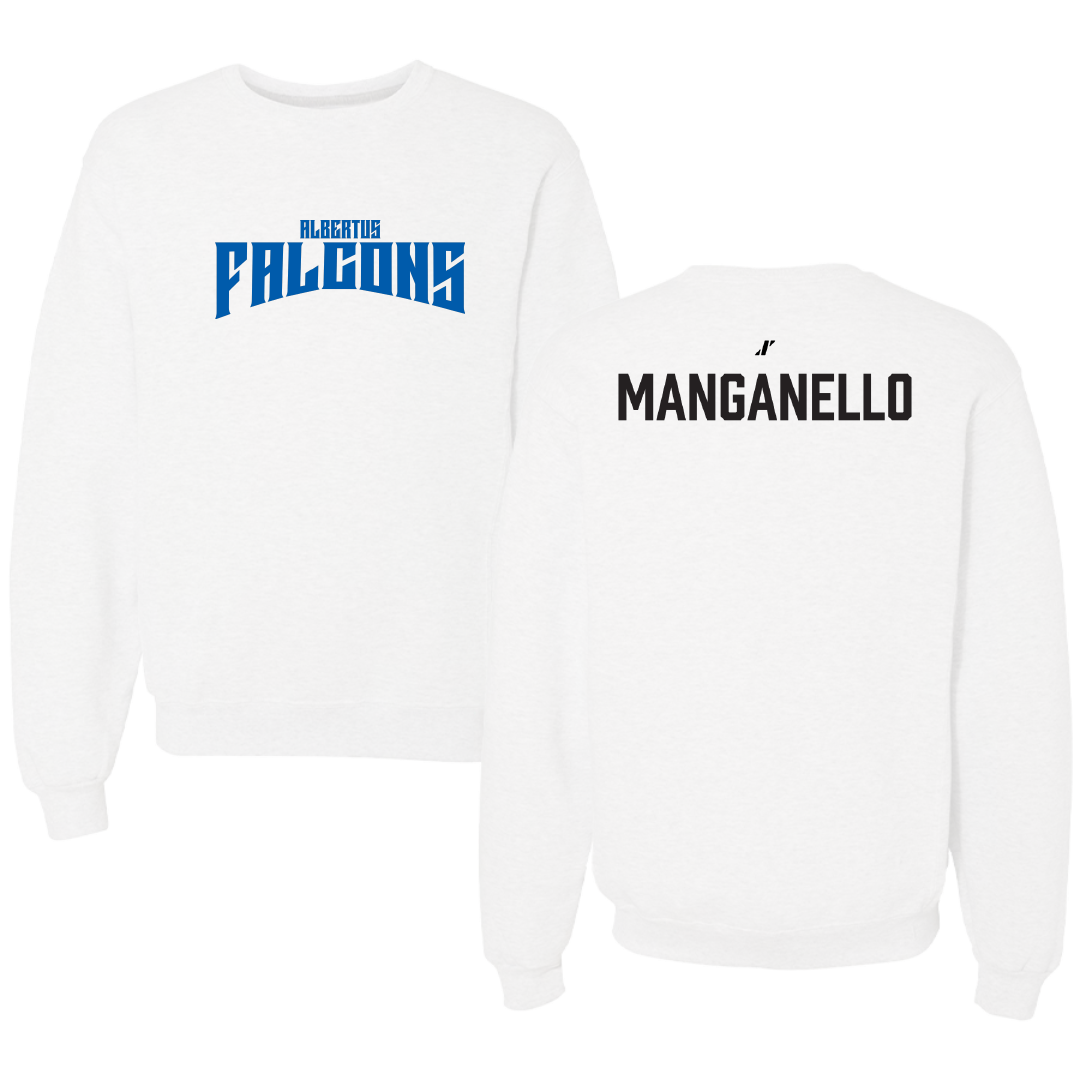 Albertus Magnus College Baseball White Classic Crewneck - Dallas Manganello