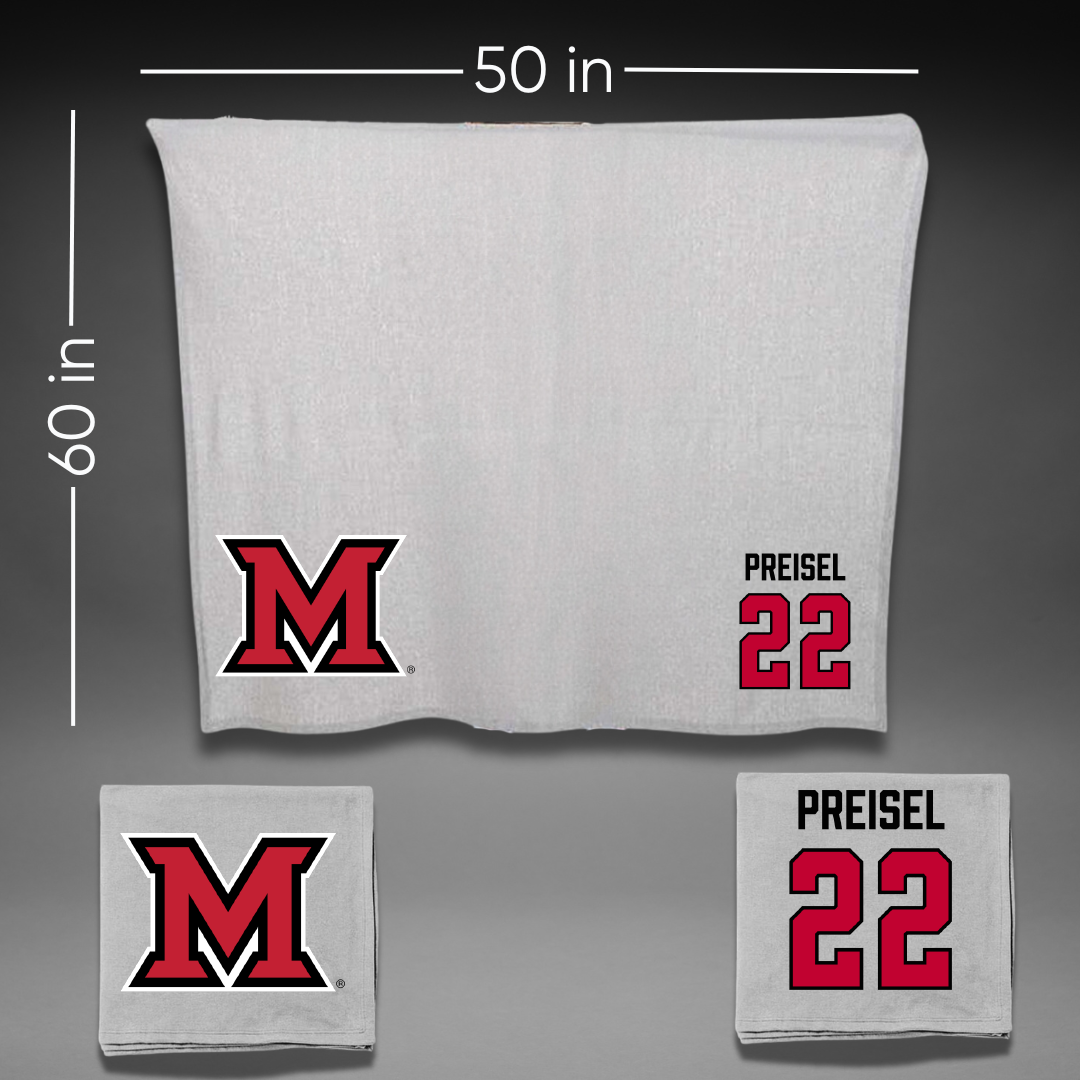 Miami University (Ohio) Baseball Gray Blanket - #22 Connor Preisel