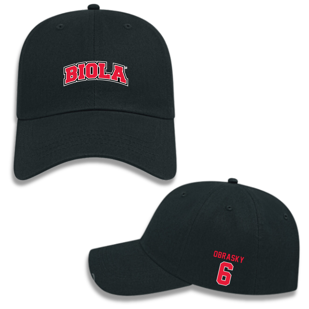 Biola University Baseball Black Hat - #6 Jack Obrasky