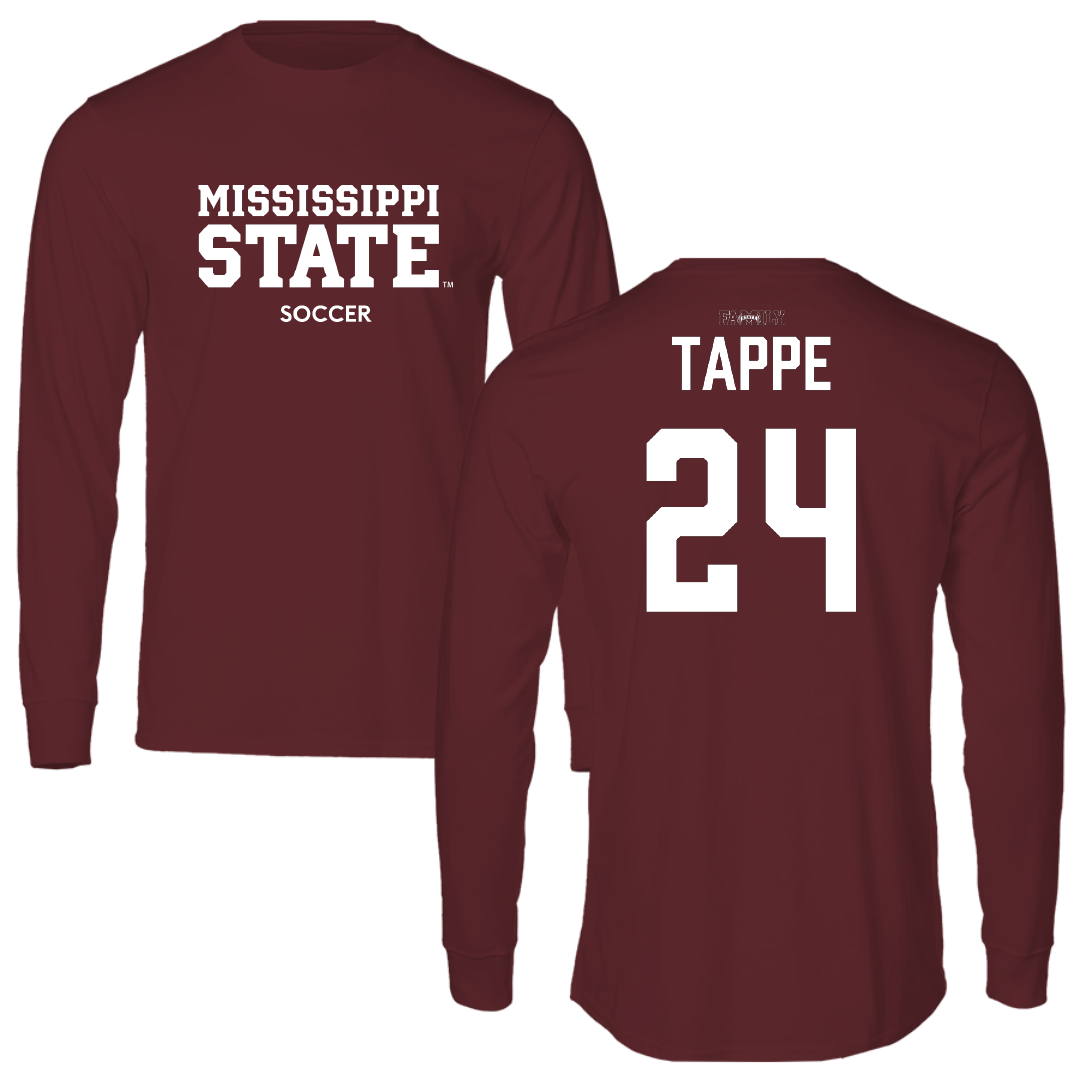 Mississippi State University Soccer (W) Maroon Performance Long Sleeve - #24 Chiara Tappe