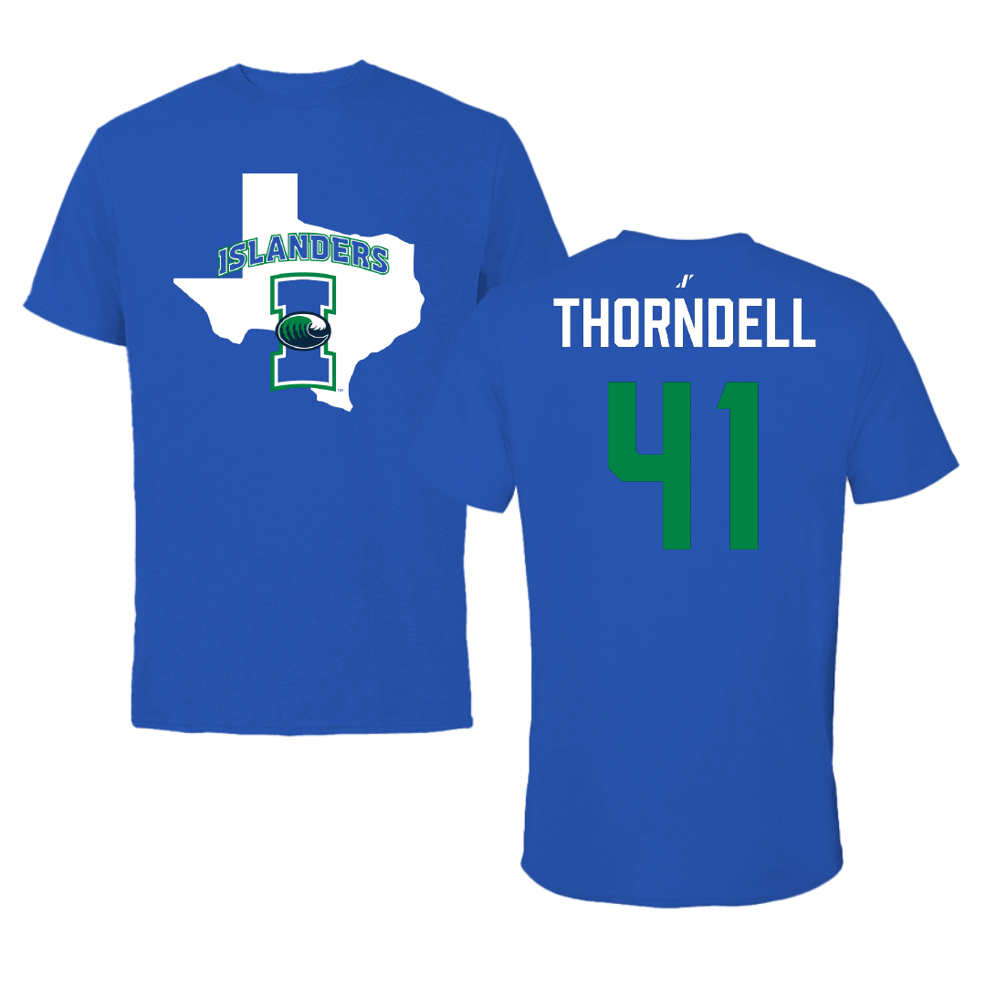 Texas A&M University-Corpus Christi Baseball Blue State Tee - #41 Brock Thorndell
