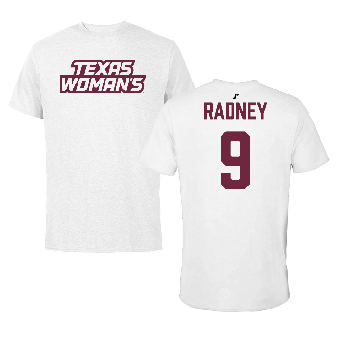 Texas Woman's University Soccer (W) White Performance Tee - #9 Bailee Radney