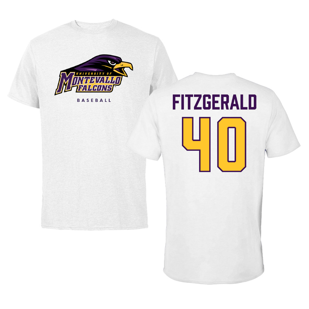 University of Montevallo Baseball White Tee - #40 Jack Fitzgerald