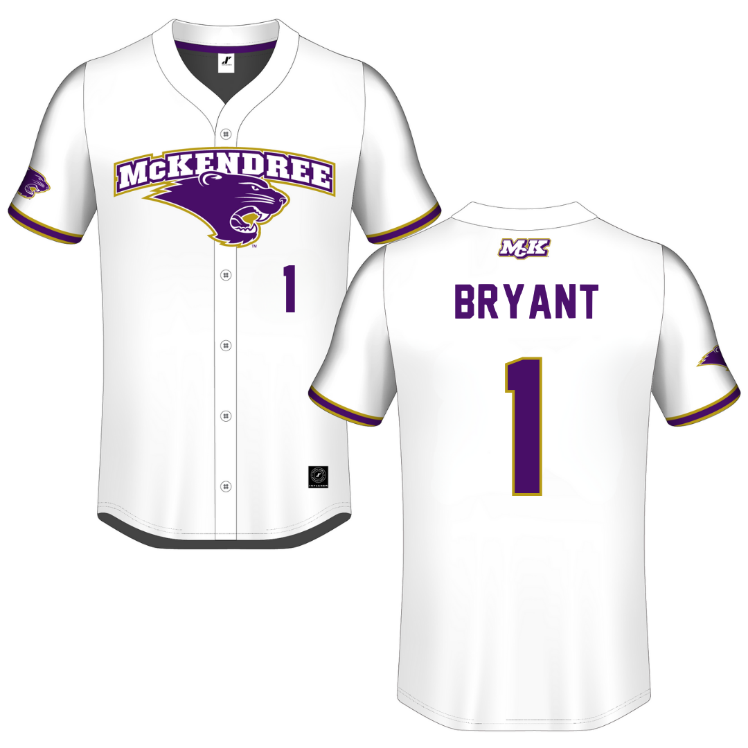 McKendree University White Button-Down Jersey - #1 Tyree Bryant