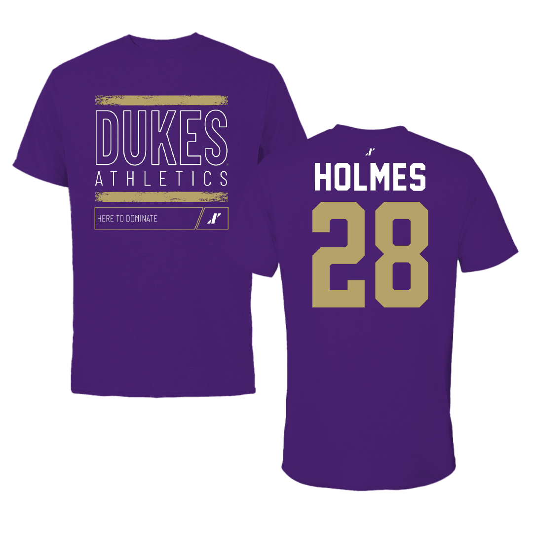 James Madison University Football Purple Dominate Performance Tee - #28 Kye Holmes