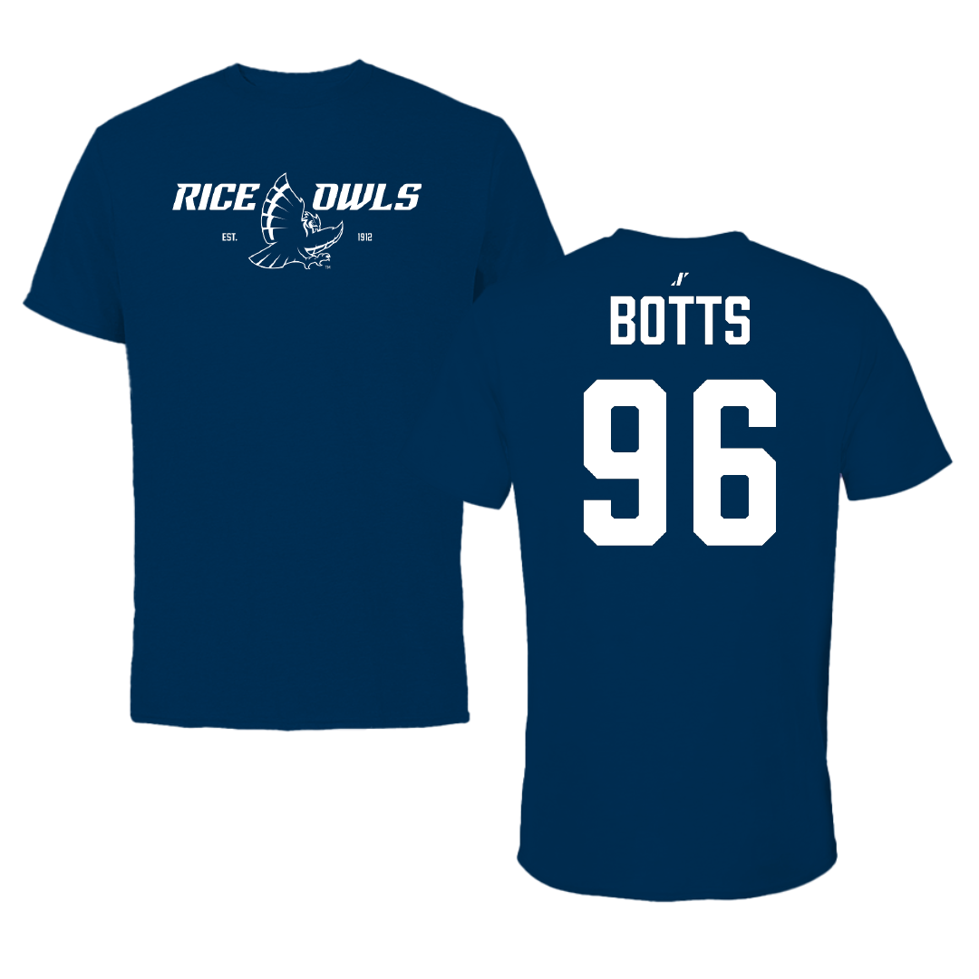Rice University Football Navy General Tee - #96 Dillan Botts
