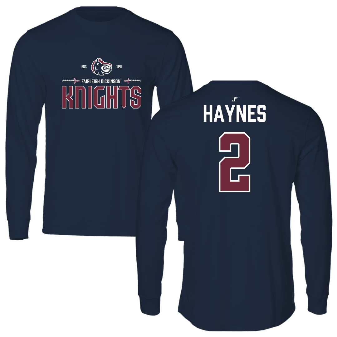Fairleigh Dickinson University-Metropolitan Campus Soccer Navy General Performance Long Sleeve - #2 CJ Haynes