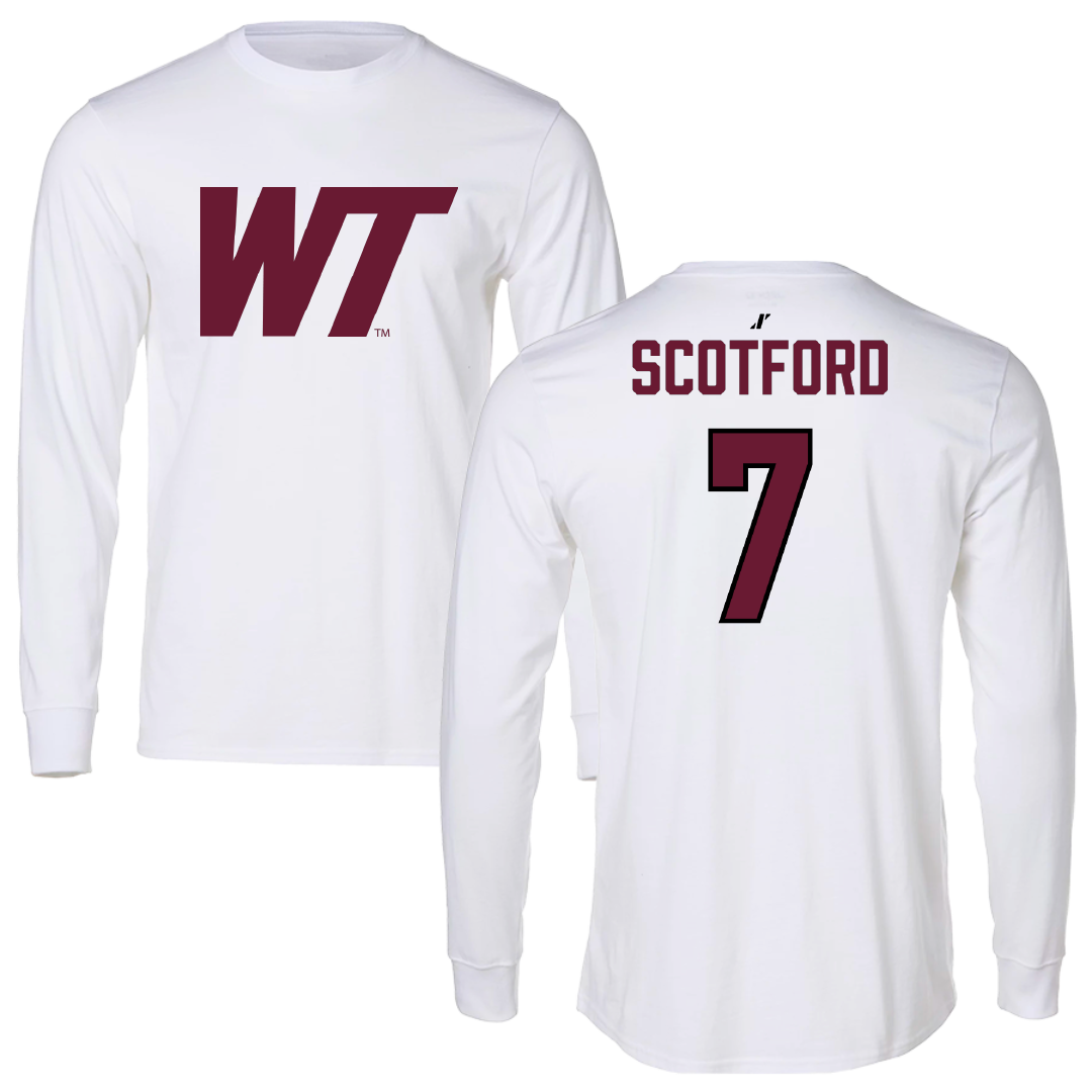 West Texas A&M University Soccer (M) White Performance Long Sleeve - #7 Ben Scotford