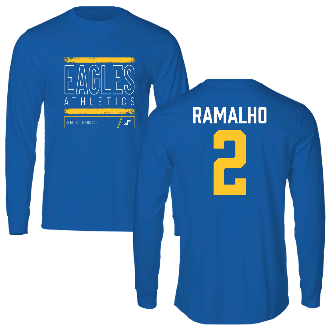 Williams Baptist University Soccer Blue Dominate Performance Long Sleeve - #2 Adolfo Ramalho
