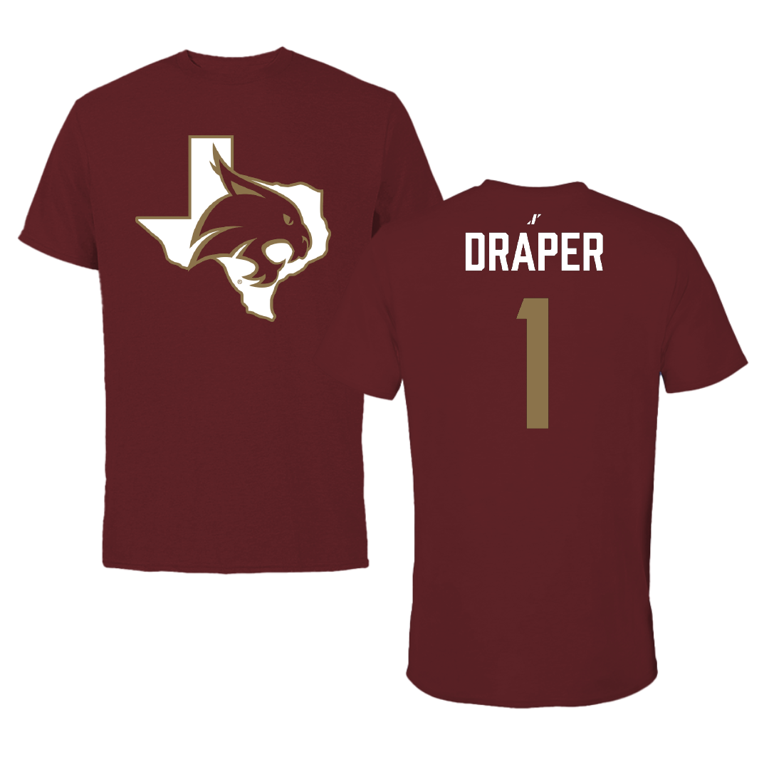 Texas State University Soccer (W) Maroon State Performance Tee - #1 Caitlyn Draper