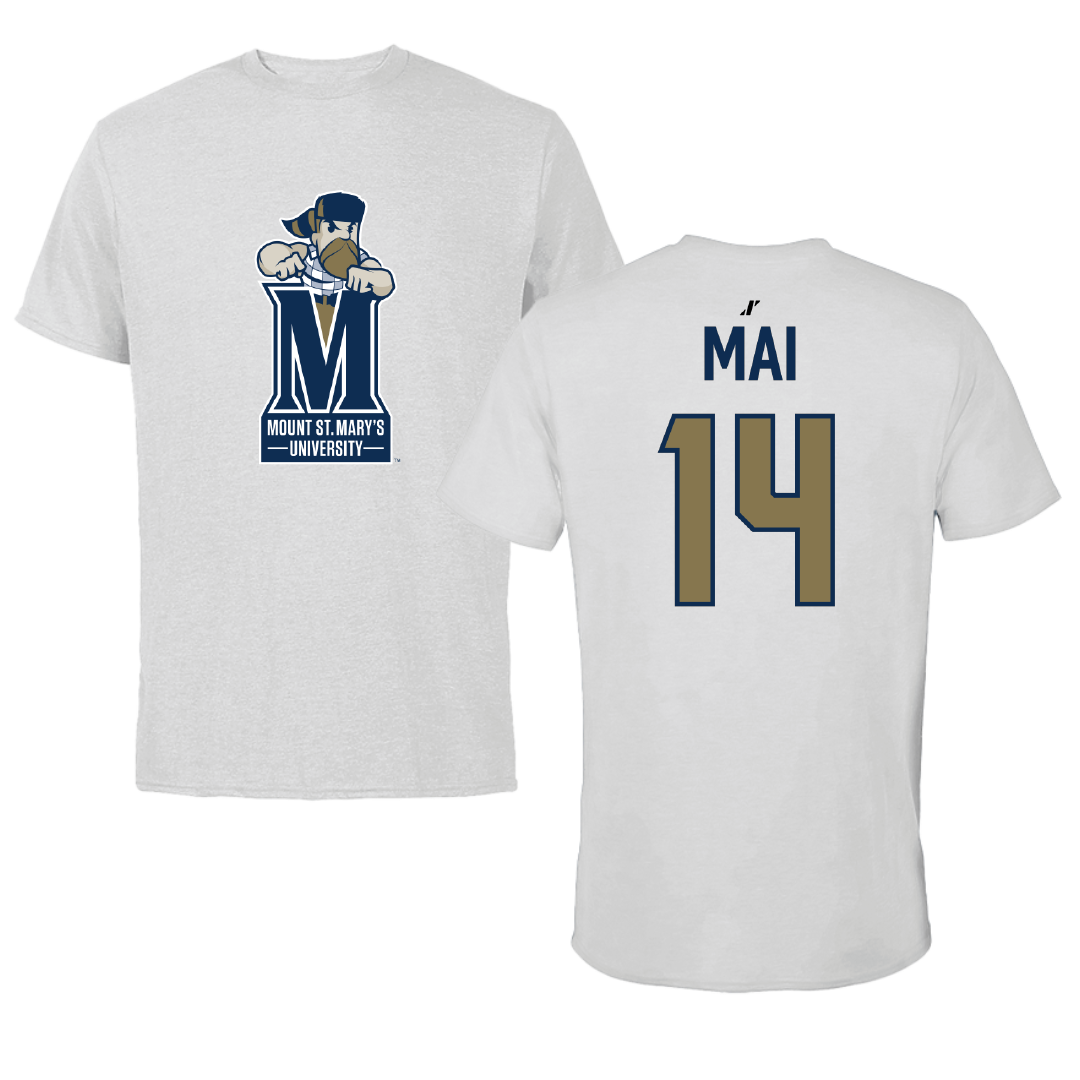 Mount St. Mary's University Rugby (M) Light Gray Performance Tee - #14 Nasir Mai