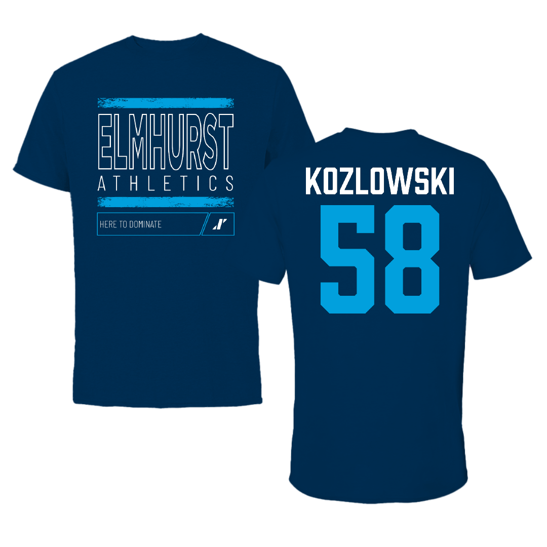 Elmhurst University Football Navy Dominate Tee - #58 Nick Kozlowski