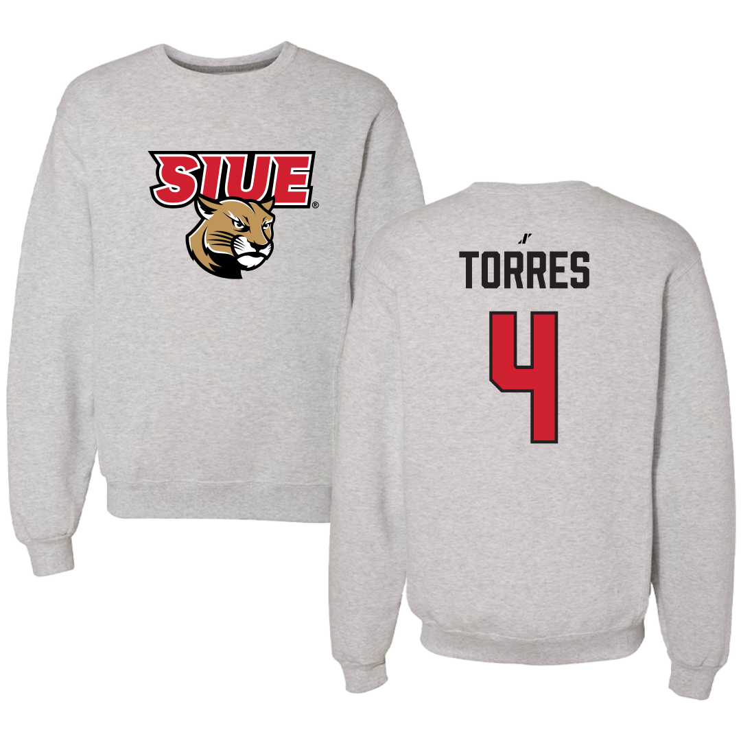 Southern Illinois University Edwardsville Softball Light Gray Crewneck - #4 Juztyne Torres