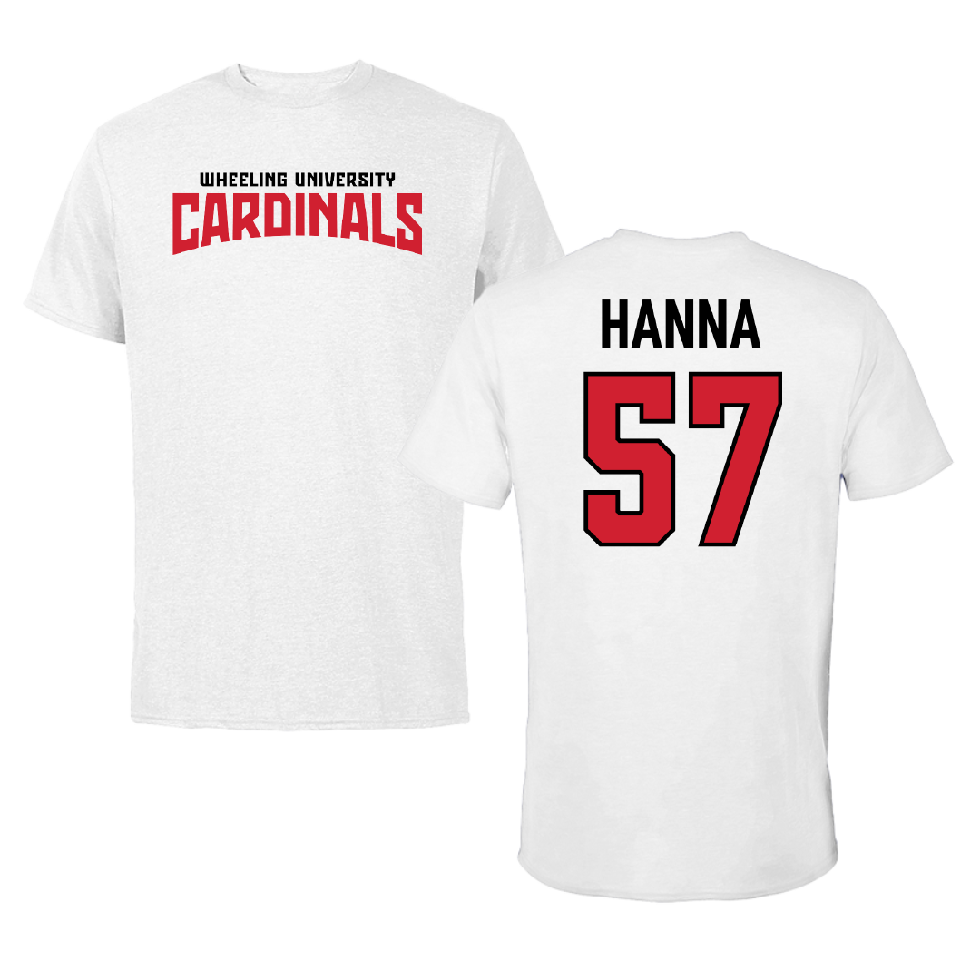 Wheeling University Football White Classic Performance Tee - #57 Ian Hanna