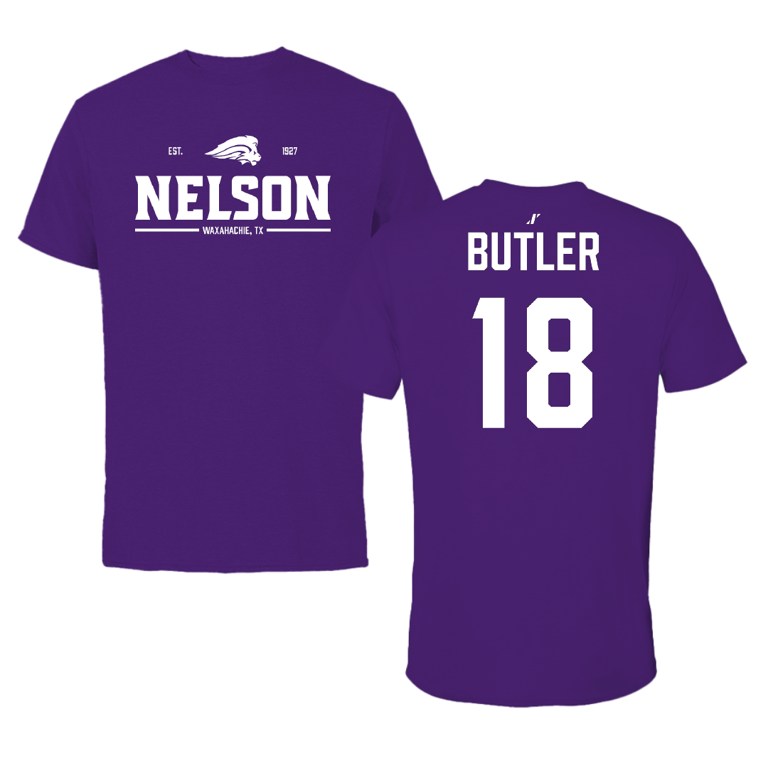 Nelson University Football Purple General Performance Tee - #18 Kaden Butler