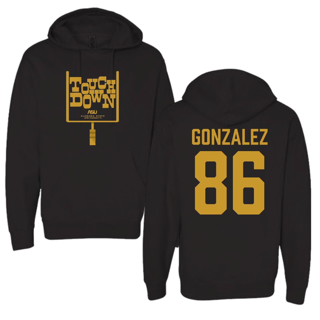 Alabama State University Football Black Touchdown Hoodie - #86 Drake Gonzalez
