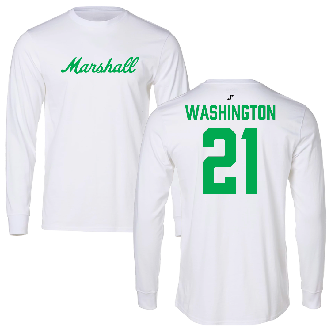Marshall University Softball White Long Sleeve - #21 Kaleea Washington