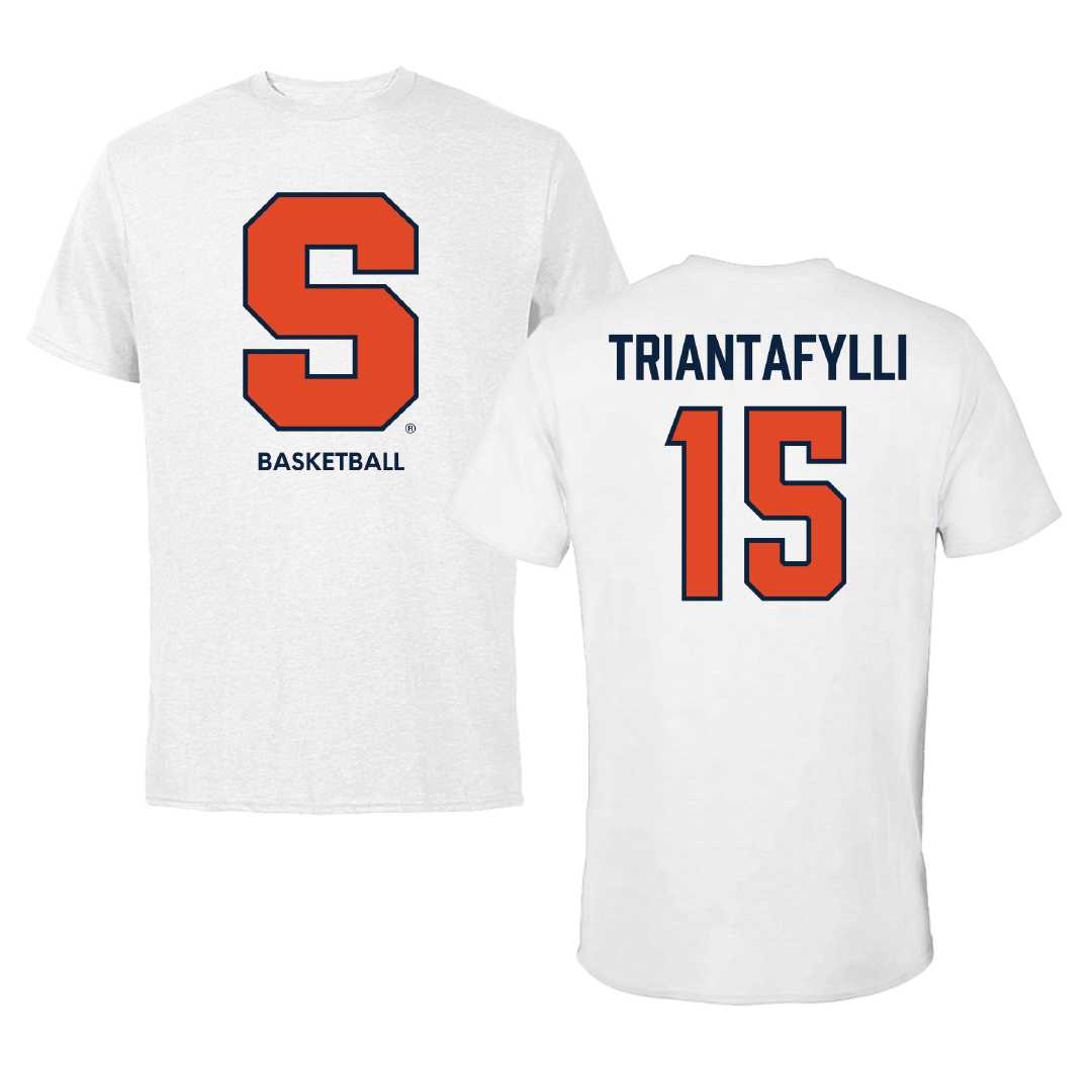 Syracuse University Basketball (W) White Performance Tee - #15 Marilena Triantafylli