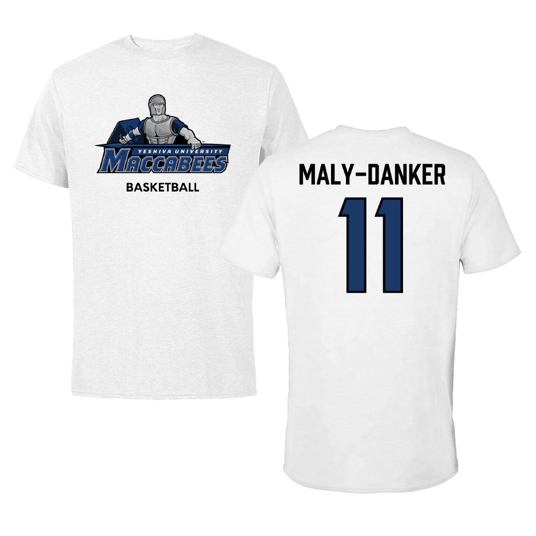 Yeshiva University Basketball (W) White Performance Tee - #11 Jasmin Maly-Danker