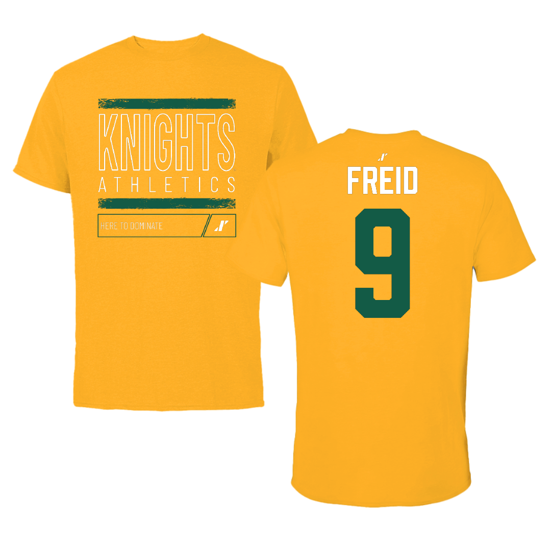New Jersey City University Baseball Gold Dominate Tee - #9 Evan Freid