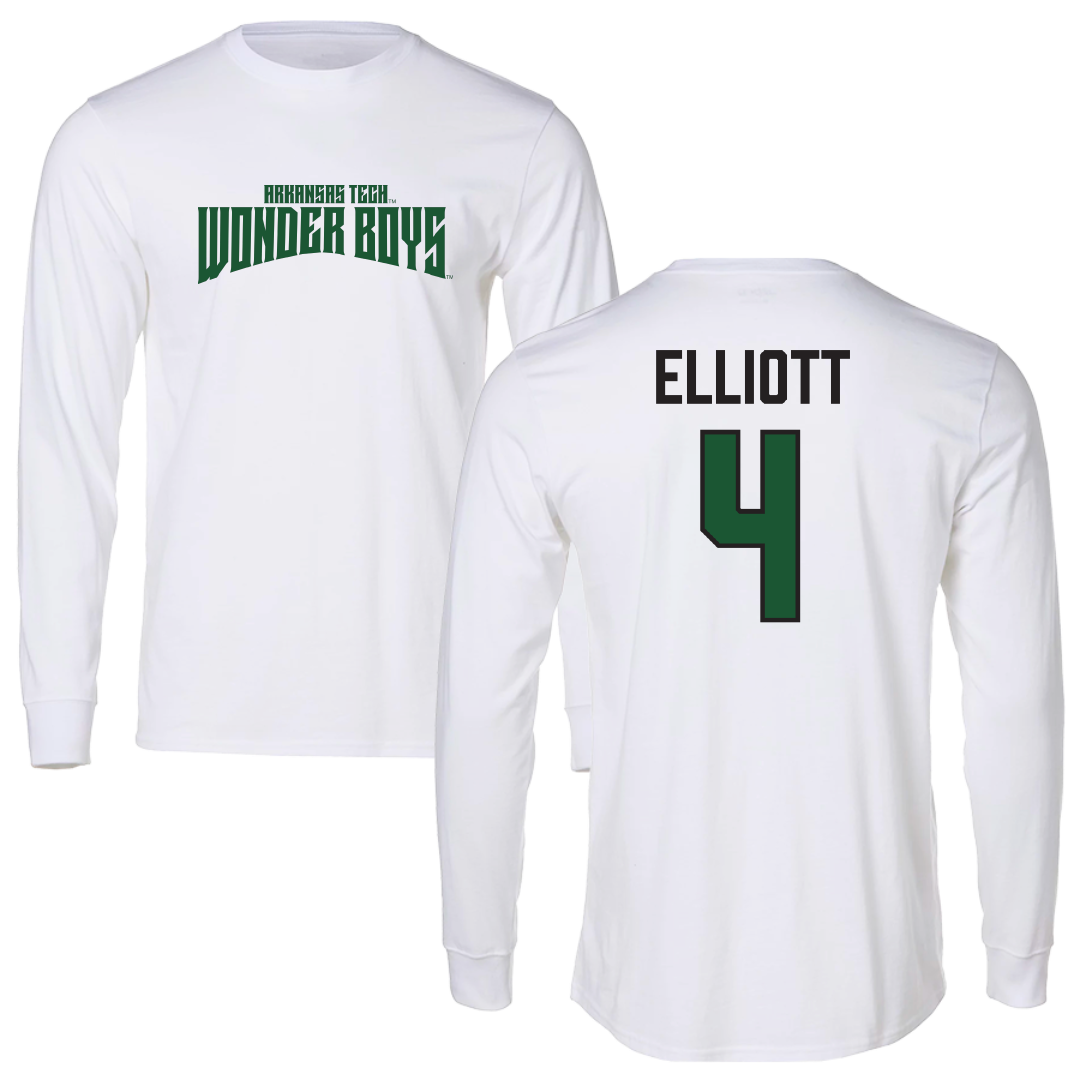 Arkansas Tech University Basketball White Classic WB Long Sleeve - #4 David Elliott