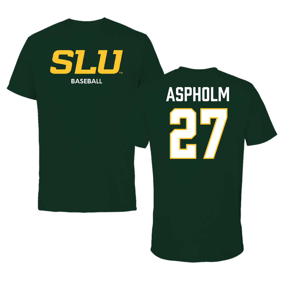 Southeastern Louisiana University Baseball Forest Green Tee - #27 Dalton Aspholm