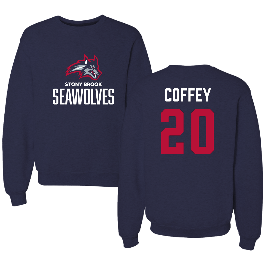 Stony Brook University Baseball Navy Crewneck - #20 Aidyn Coffey