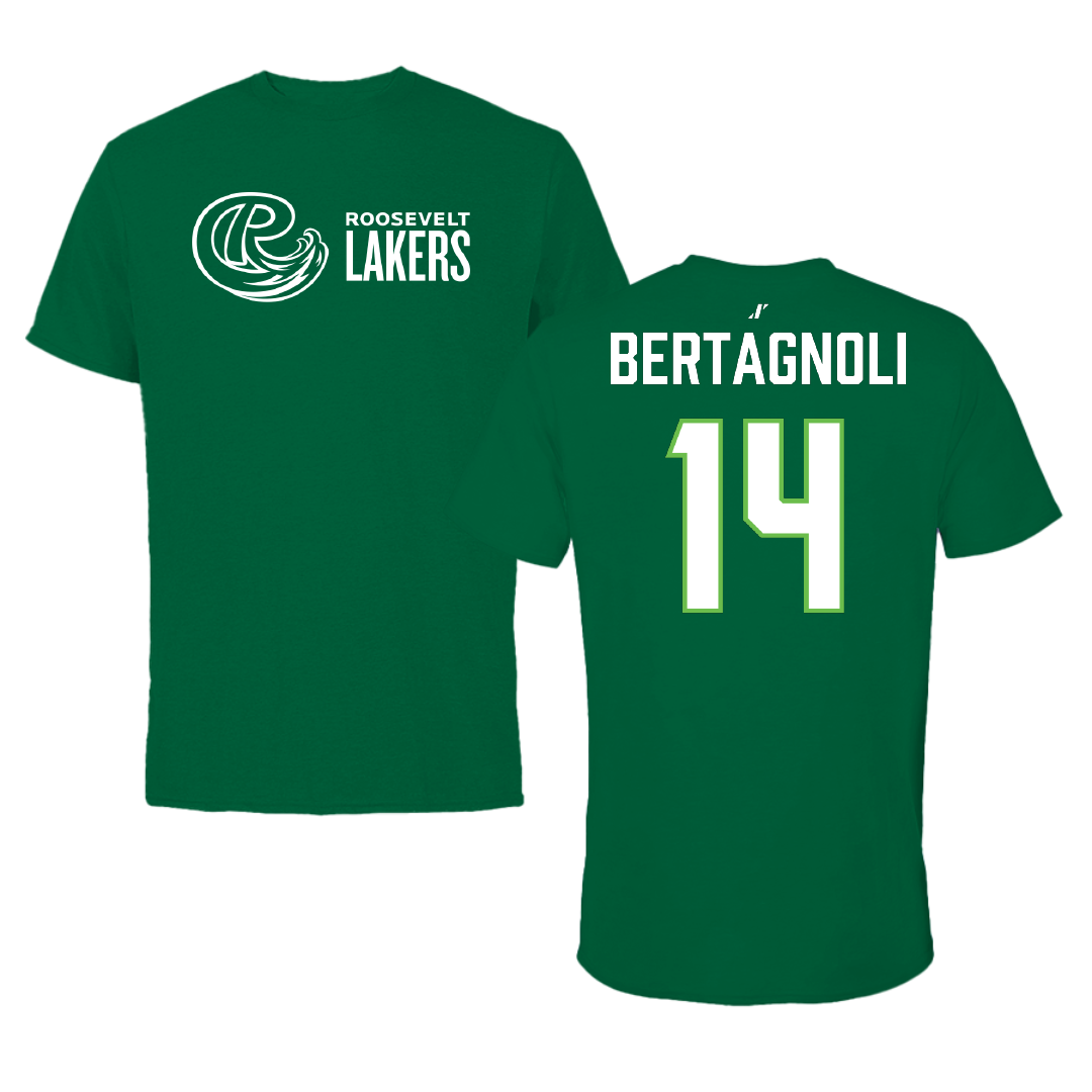 Roosevelt University Volleyball (M) Green Performance Tee - #14 Martino Bertagnoli