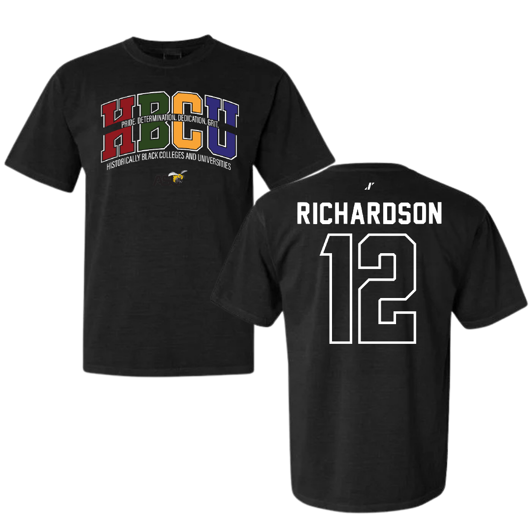 Alabama State University Softball Black HBCU Comfort Colors Tee - #12 Leah Richardson