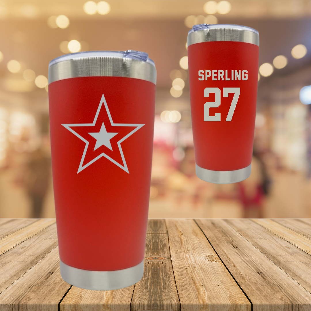 Robert Morris University Ice Hockey Red Stainless Steel Tumbler - #27 Chace Sperling