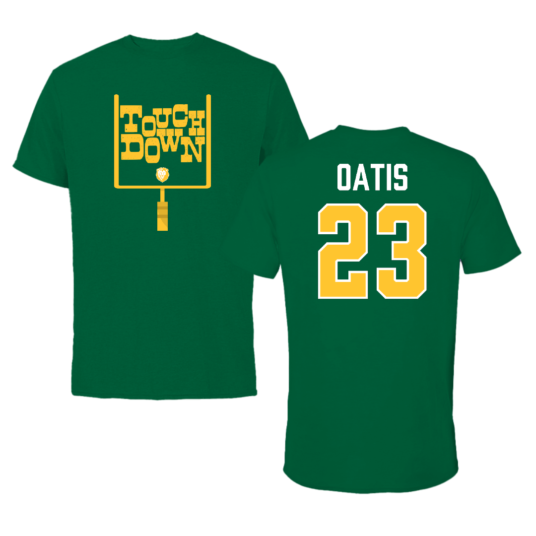 Southeastern Louisiana University Football Green Touchdown Performance Tee - #23 Raiyen Oatis