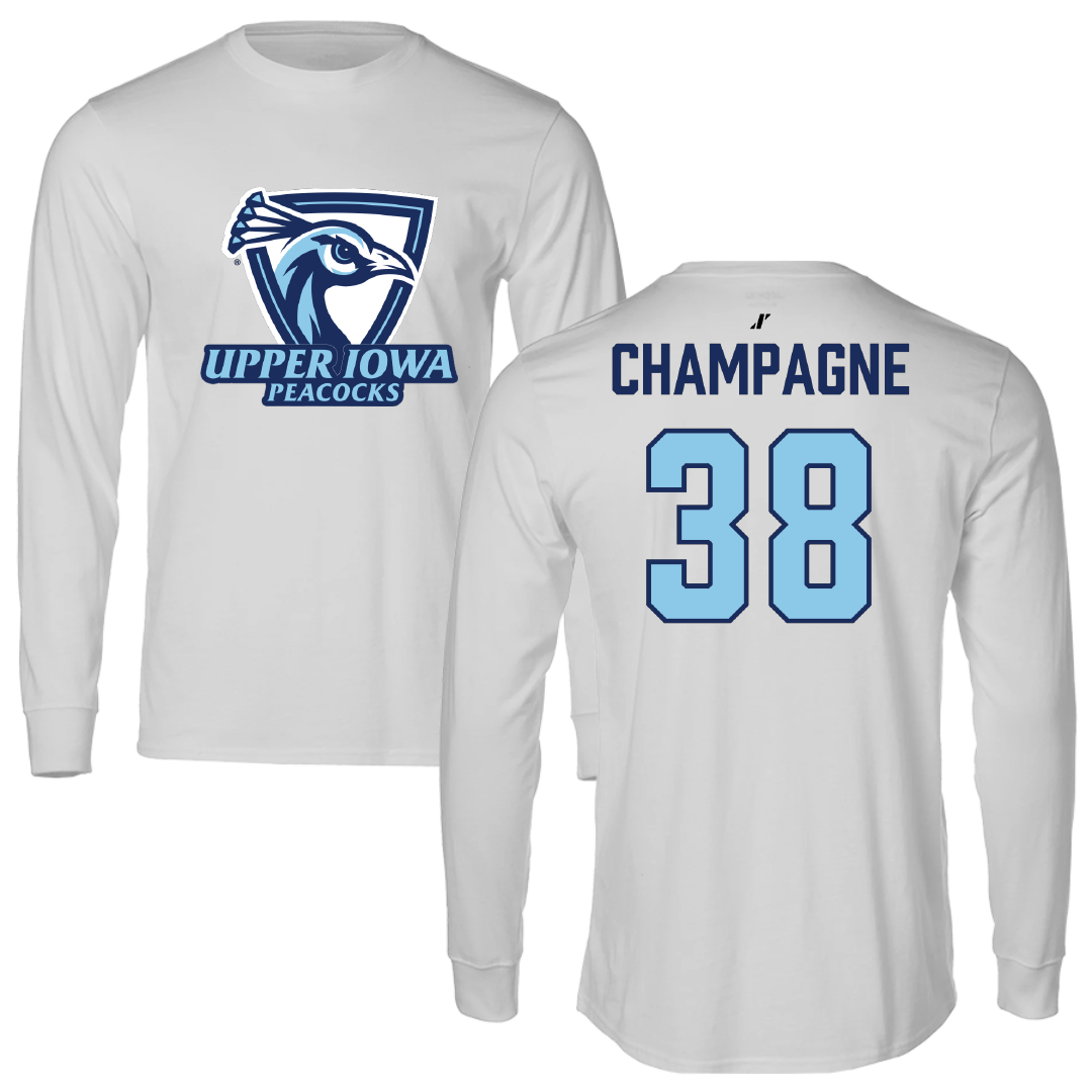 Upper Iowa University Baseball Light Gray Long Sleeve - #38 Marcus Champagne