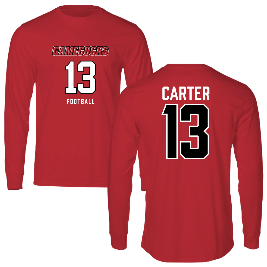 Jacksonville State University Football Red Long Sleeve - #13 Derek Carter