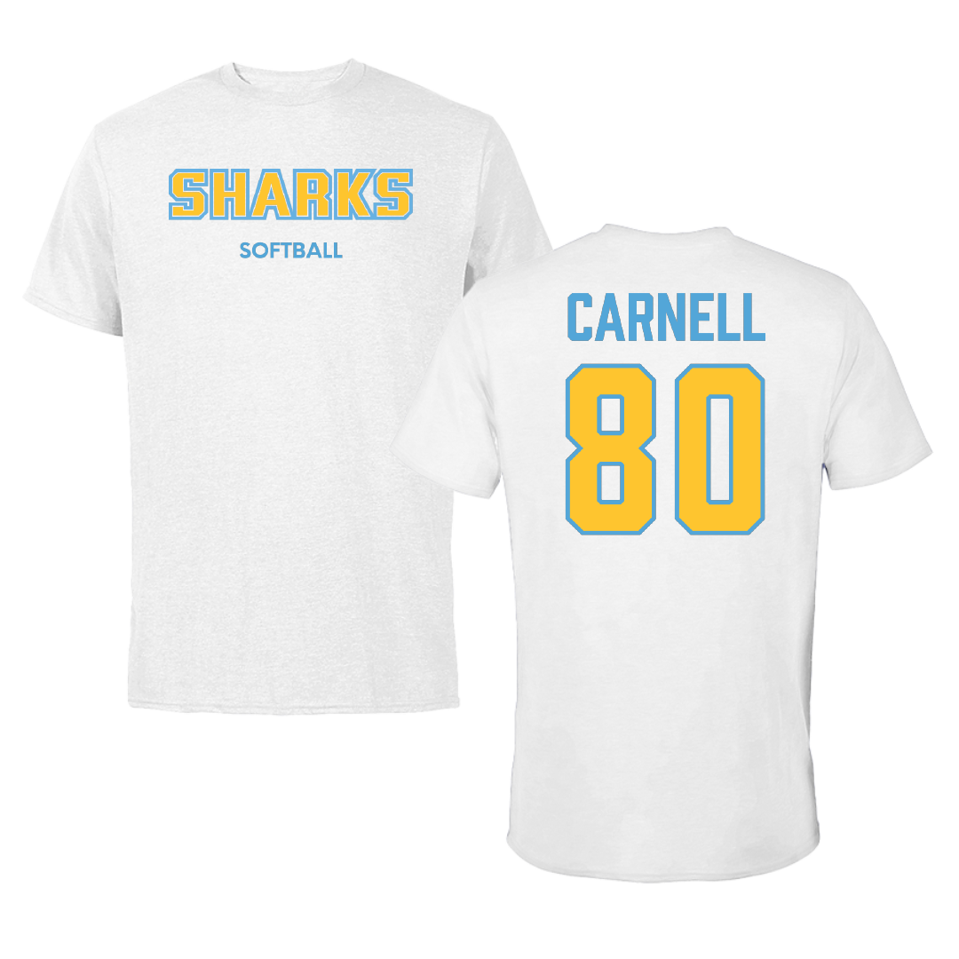 Long Island University Softball White Sharks Performance Tee - #80 Delaney Carnell