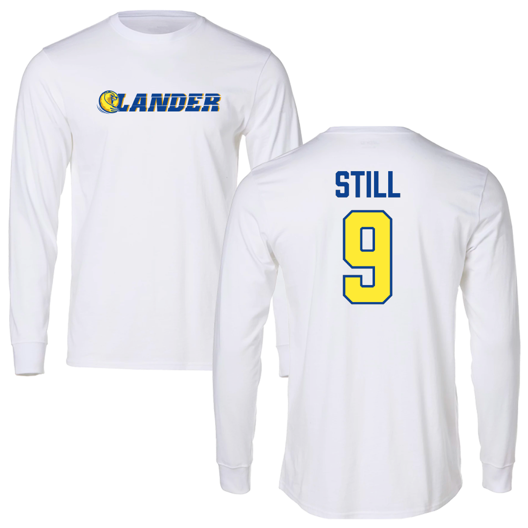 Lander University Baseball White Performance Long Sleeve - #9 Landen Still