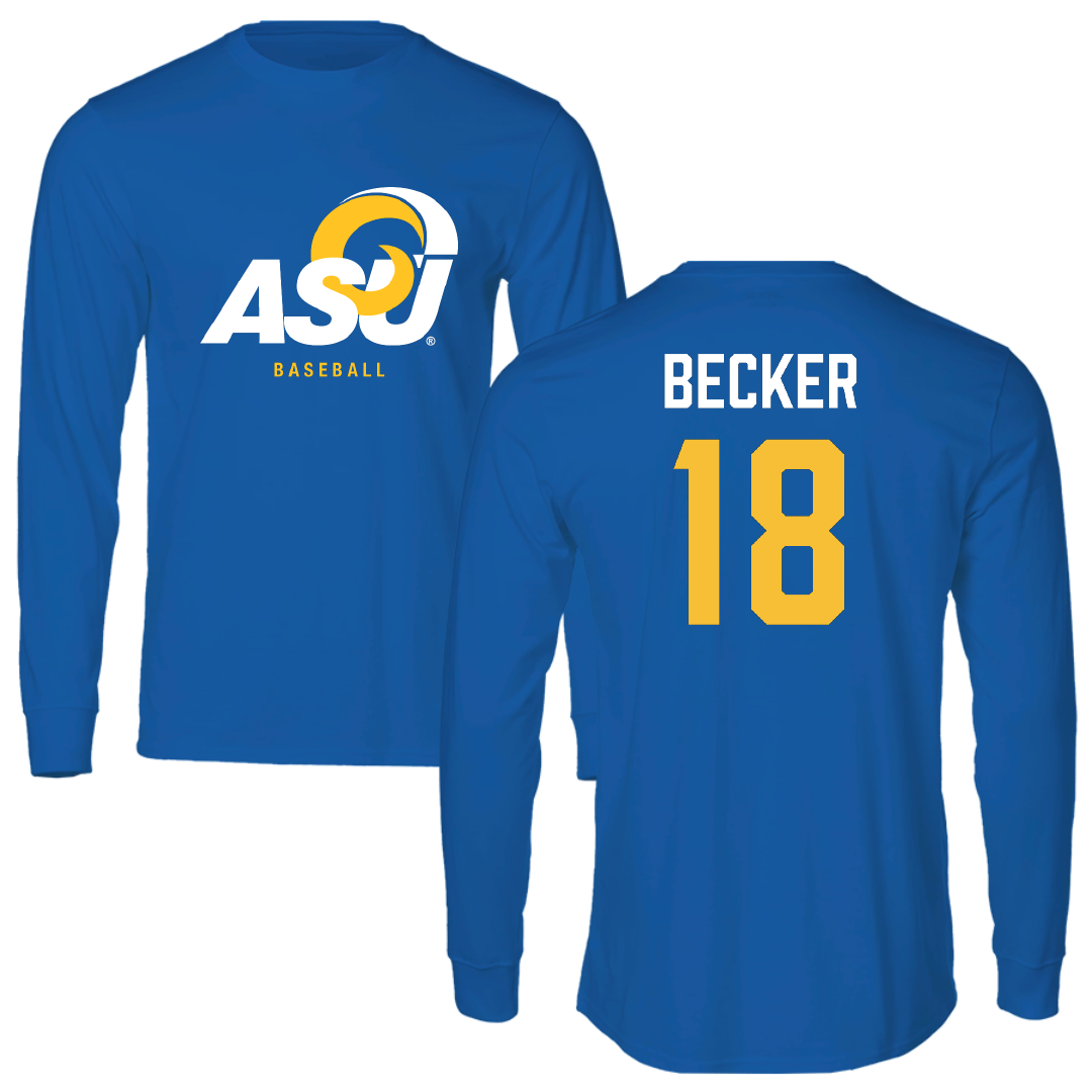 Angelo State University Baseball Blue Long Sleeve - #18 Chase Becker