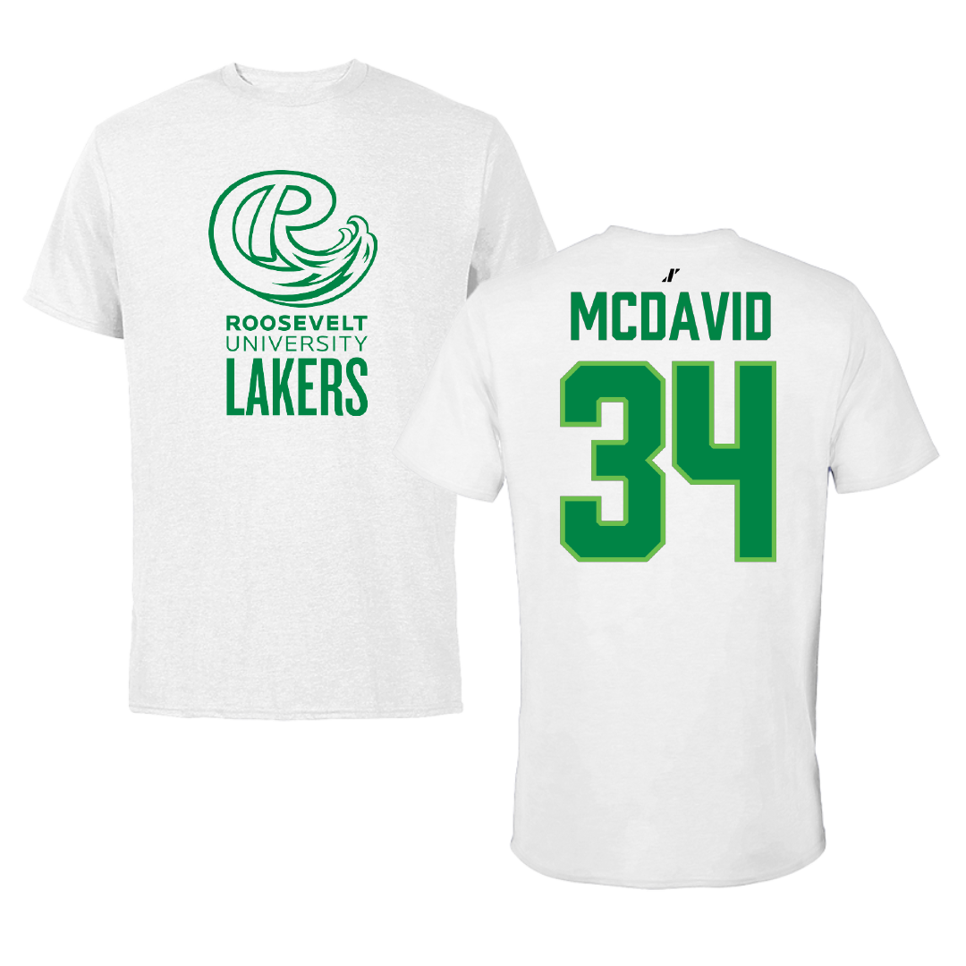 Roosevelt University Football White Tee - #34 Donovan McDavid