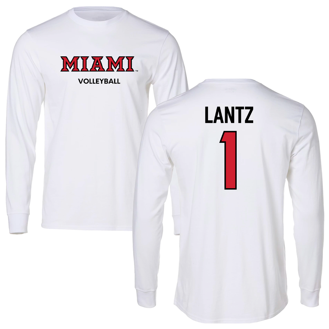 Miami University (Ohio) Volleyball (W) White Performance Long Sleeve - #1 Raegan Lantz